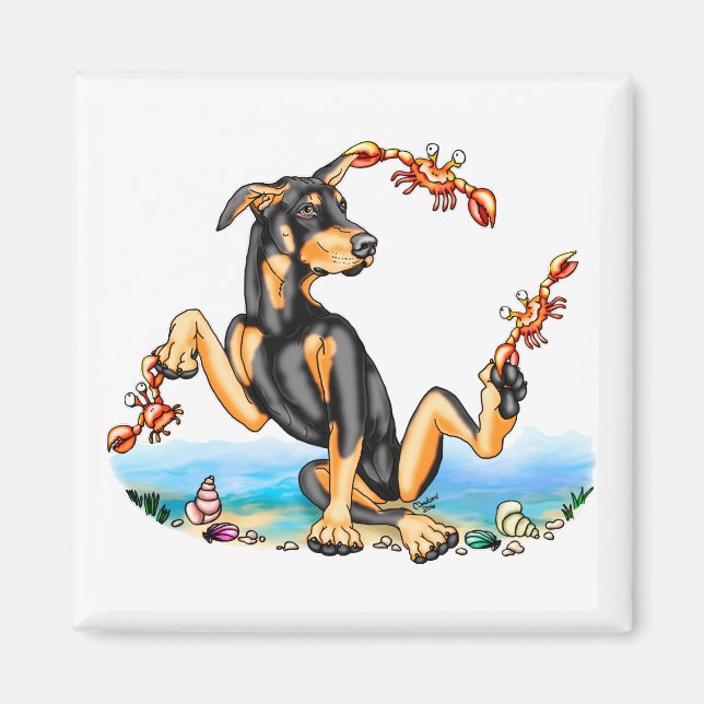 Imã Black Doberman Pinscher Kinda Crabby Magnets (Frente)