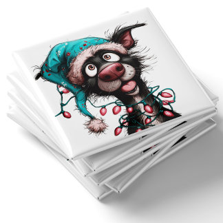 Imã Black Dog Funny Christmas Magnet