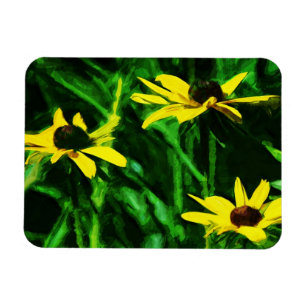 Ímã Black Eyed Susan Wildflower Abstrato