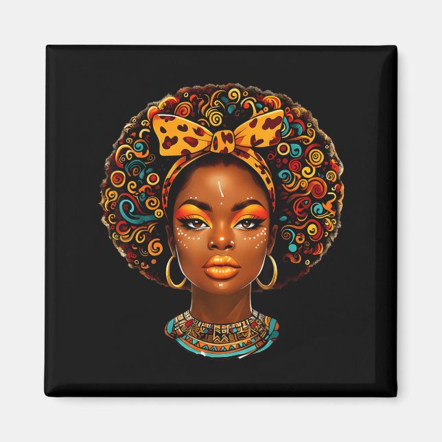 Imã Black Girl Magic Afro Melanin Queen African Americ (Frente)