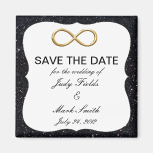 Imã Black Glitter Gold Infinity Save The Date Magnet