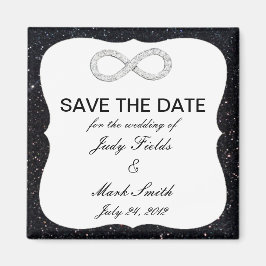 Imã Black Glitter Infinity Save The Date Magnet
