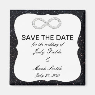 Imã Black Glitter Infinity Save The Date Magnet