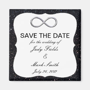 Imã Black Glitter Silver Infinity Save The Date Magnet
