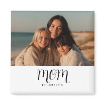 Black Graceful Script Mom Established Photo Gift