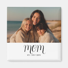 Imã Black Graceful Script Mom Established Photo Gift