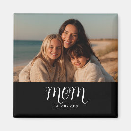 Imã Black Graceful Script Mom Established Photo Gift