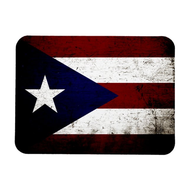 Ímã Black Grunge Puerto Rico Flag (Horizontal)