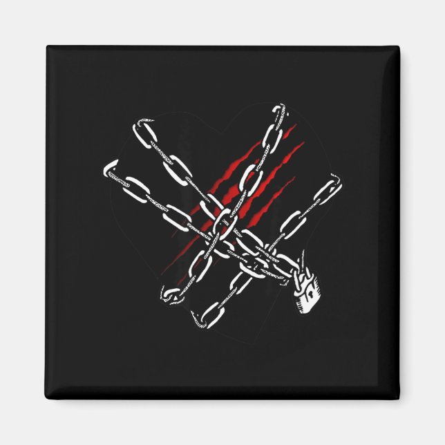 Imã Black Heart Red Chains Cool Gothic Valentine's Day (Frente)