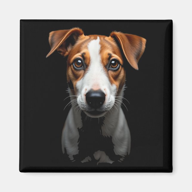 Imã Black Jack Russell Terrier Dog Jack Russell Face (Frente)