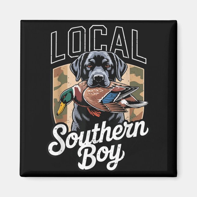 Imã Black Lab Dog Local Southern Boy Camo Duck Hunting (Frente)