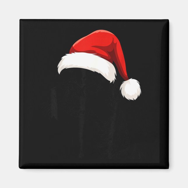 Imã Black Lab Labrador Santa Hat Christmas Holiday Pet (Frente)