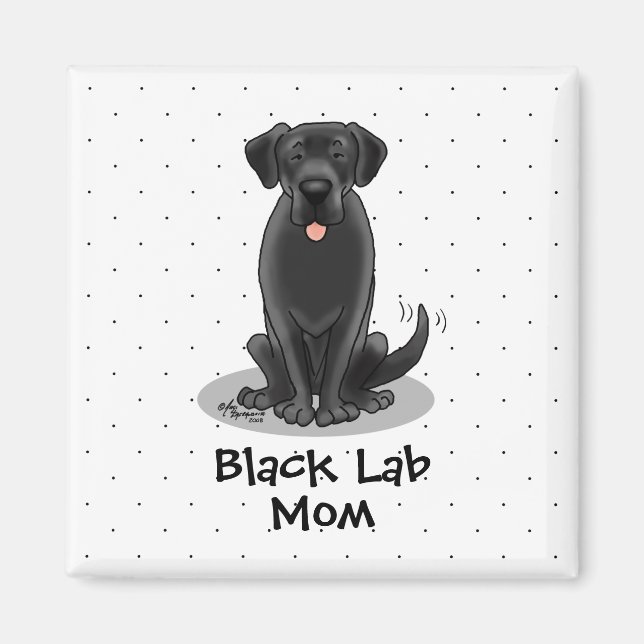 Imã Black Lab Mãe (Labrador Retriever Mãe) Cachorro Mã (Frente)