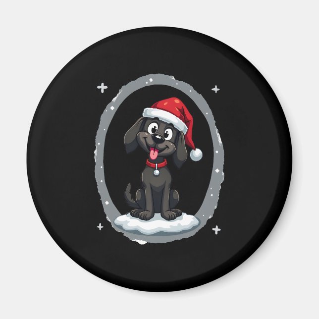 Imã Black Labrador Christmas Santa Hat Xmas Pajama T-S (Frente)