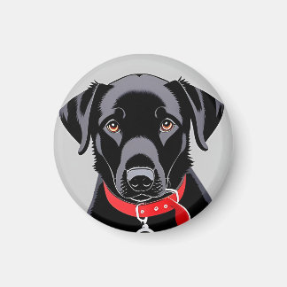 Imã Black Labrador com Red Collar