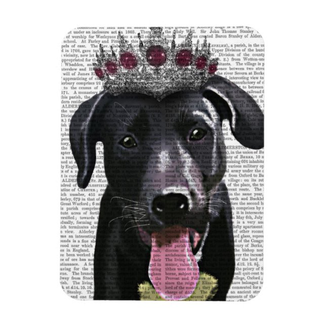 Ímã Black Labrador com Tiara (Vertical)