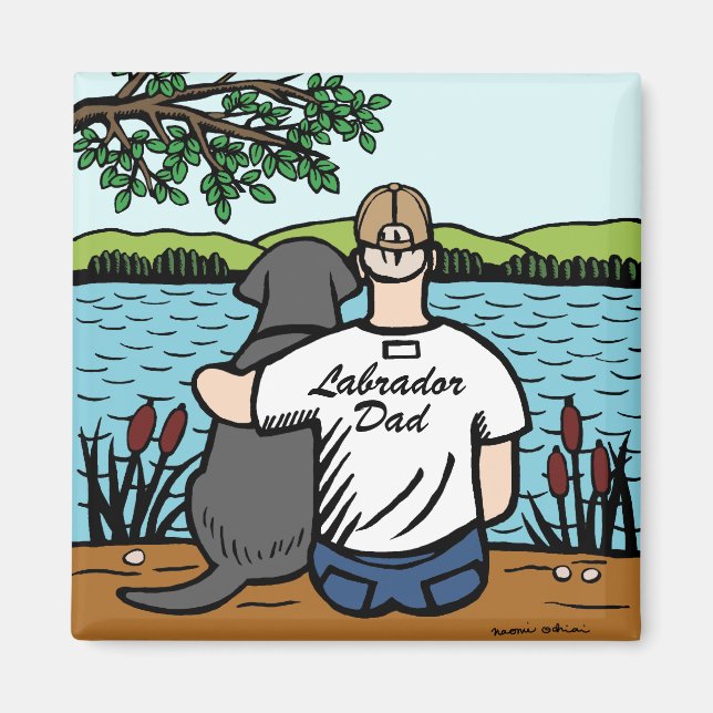 Imã Black Labrador e Pai (Frente)