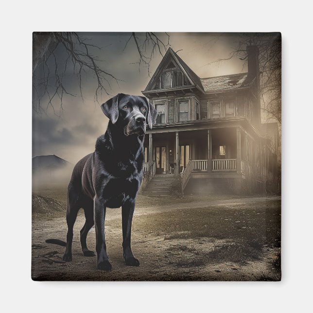 Imã Black Labrador Halloween Scary (Frente)