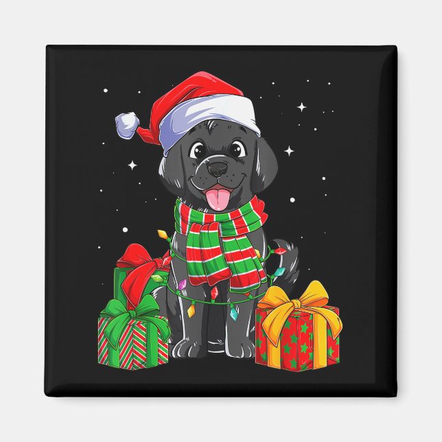 Imã Black Labrador Retriever Christmas Lights Xmas Lab (Frente)