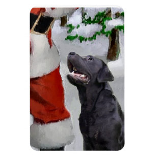 Ímã Black Labrador Retriever Com Natal De Papais noeis