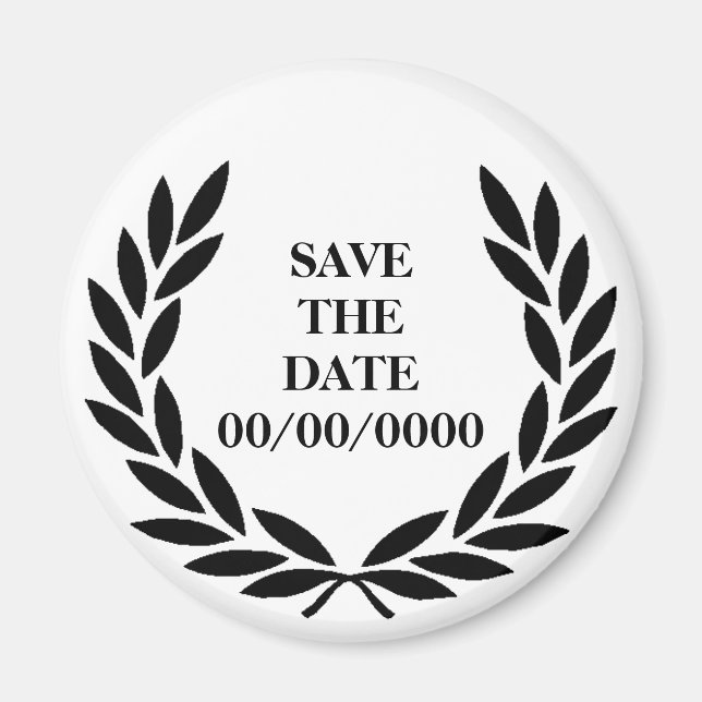 Imã Black Laurel Wreath Save-the-Date (Frente)