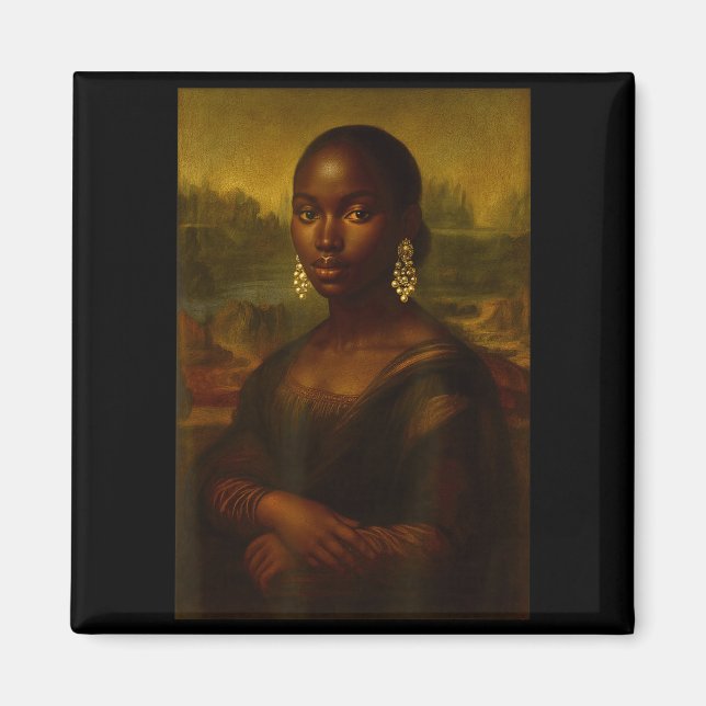 Imã Black Mona Lisa Afro African Melanin Black History (Frente)