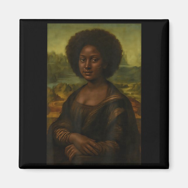 Imã Black Mona Lisa Afro African Melanin Black History (Frente)