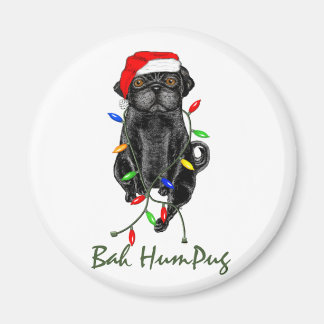 Imã Black Pug Dog Bah Humpug Engraçado Natal