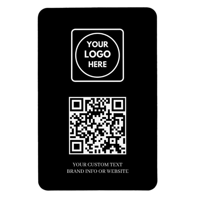Ímã Black QR | Professional Modern Business Logo (Vertical)