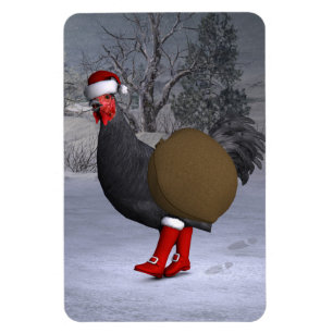 Ímã Black Rooster Santa Claus
