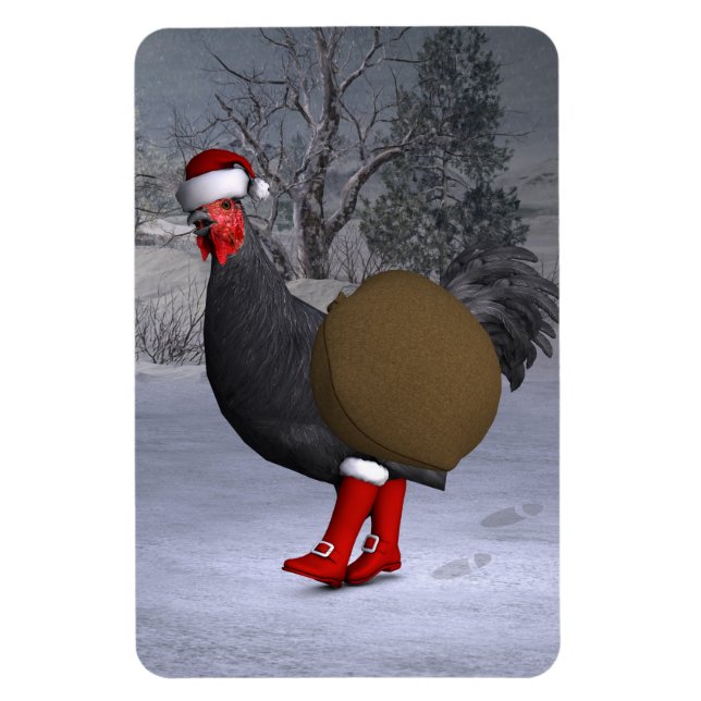 Ímã Black Rooster Santa Claus (Vertical)