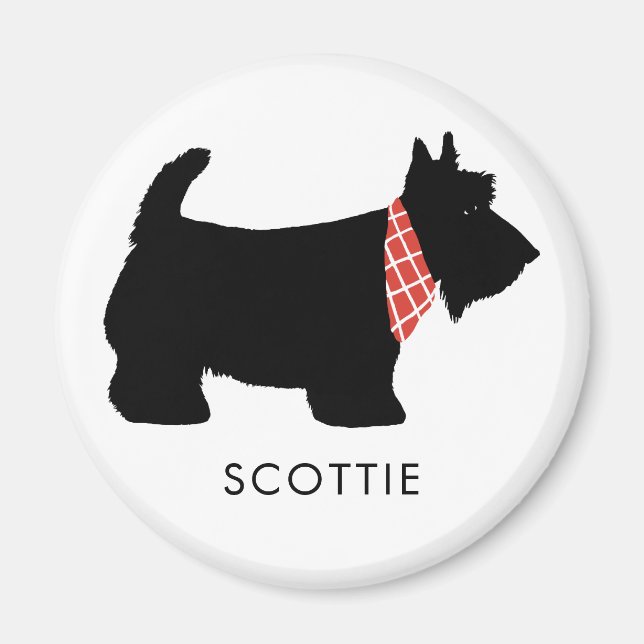 Imã Black Scottish Terrier Dog Add Name (Frente)