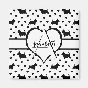 Imã Black Scottish Terriers (Scottie Dogs) - Branco