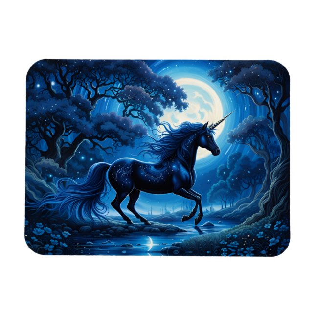 Ímã Black Unicorn Fantasy Full Moon (Horizontal)