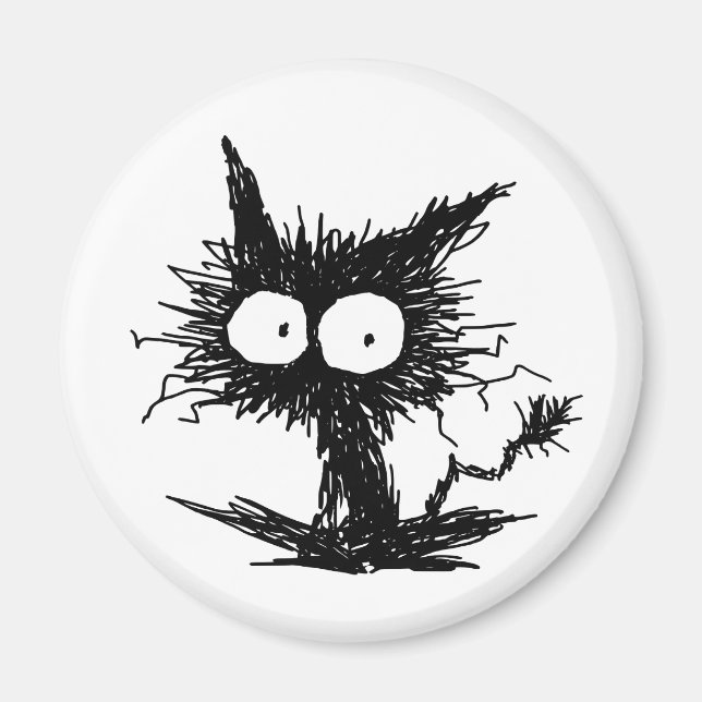 Imã Black Unkempt Kitten (Frente)