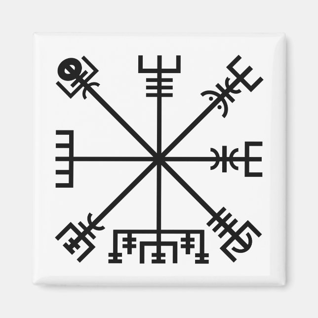 Imã Black Vegvisir Sigil em Branco (Frente)