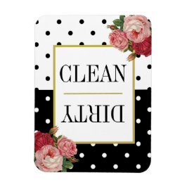 Ímã Black White Dots Divertimento Floral, lavadora suj