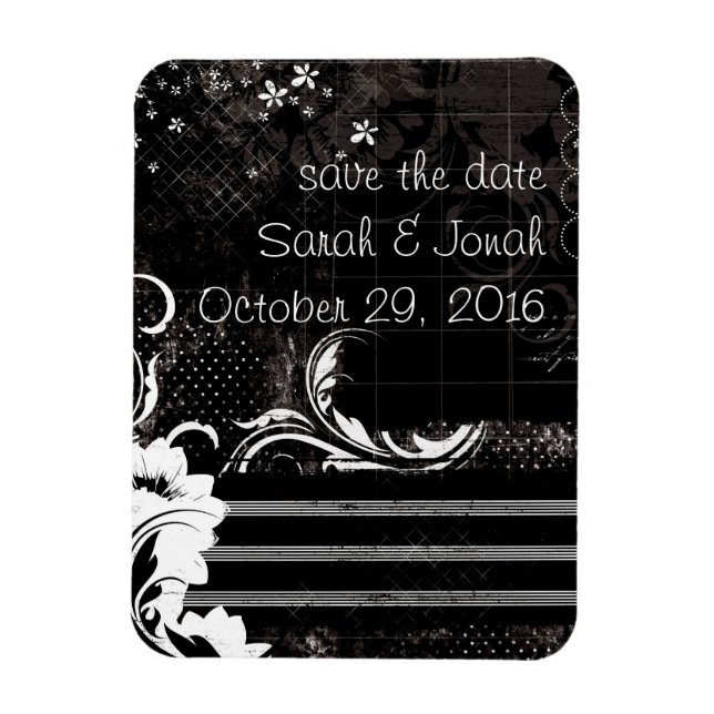 Ímã Black White Elegant Flexible Magnet (Vertical)