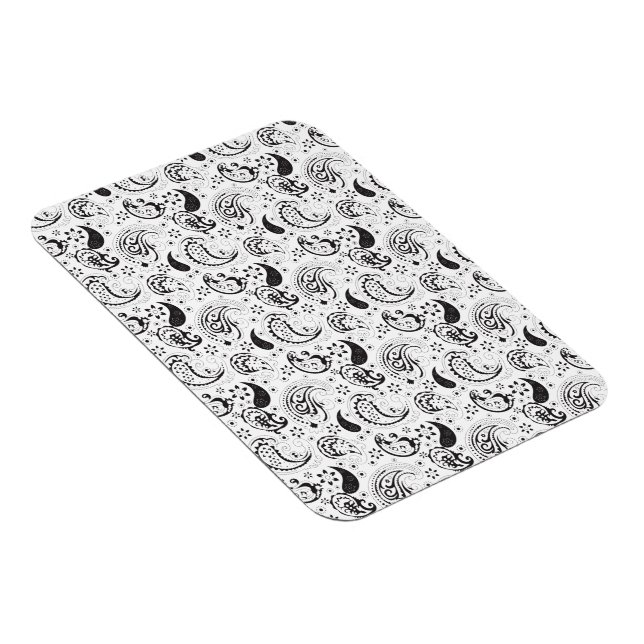 Ímã Black & White Paisley Pattern –Elegant Textile Art (Lado Direito)