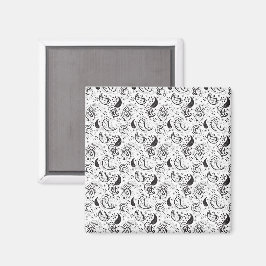Imã Black & White Paisley Pattern –Elegant Textile Art