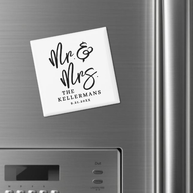 Imã Black White Script Wedding Favor (Black White Script Wedding Favor Magnet )