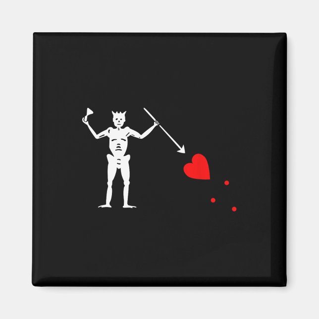 Imã Blackbeard Pirate Flag Jolly Roger Skeleton Hallow (Frente)