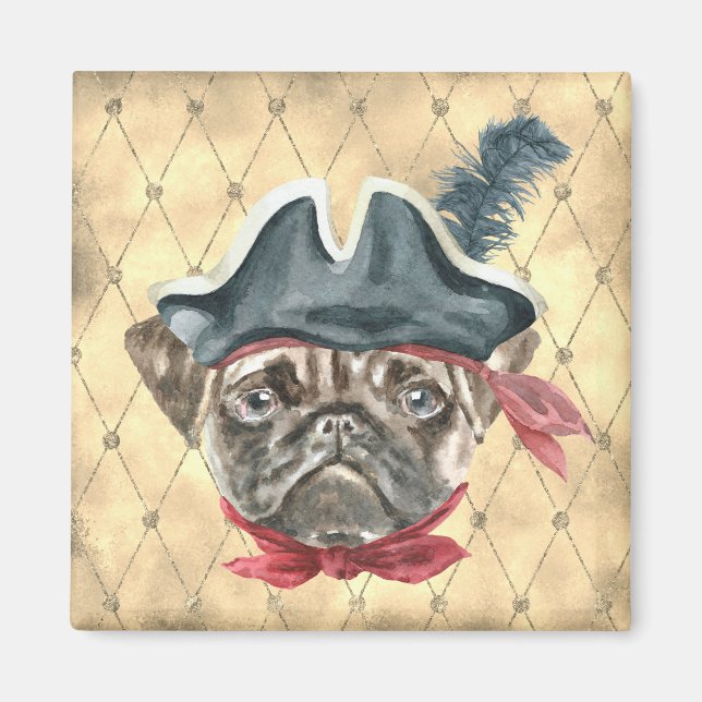Imã Blackface, o Pug Pirate Magnet (Frente)