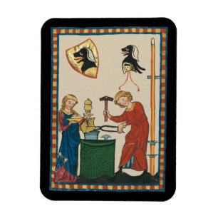 Ímã Blacksmith Forging Helmet Medieval Art