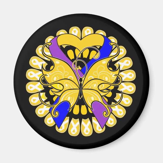 Imã Bladder Cancer Borboleta Fita Coração (Frente)