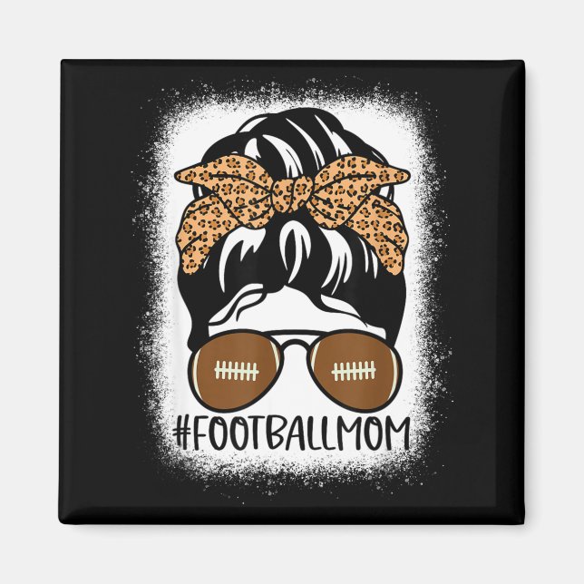 Imã Bleached Football Mom Life With Leopard And Messy  (Frente)