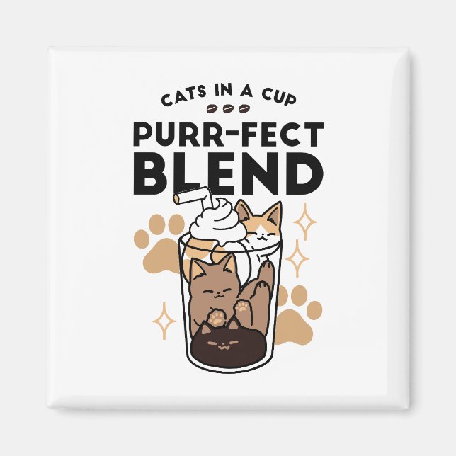 Imã Blend Puro: Arte de Gato e Café para Pet-Lovers (Frente)