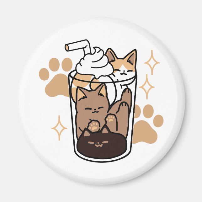 Imã Blend Puro: Arte de Gato e Café para Pet-Lovers (Frente)