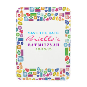 Ímã BLING BLING Gemstone Bat Mitzvah Salvar a Data