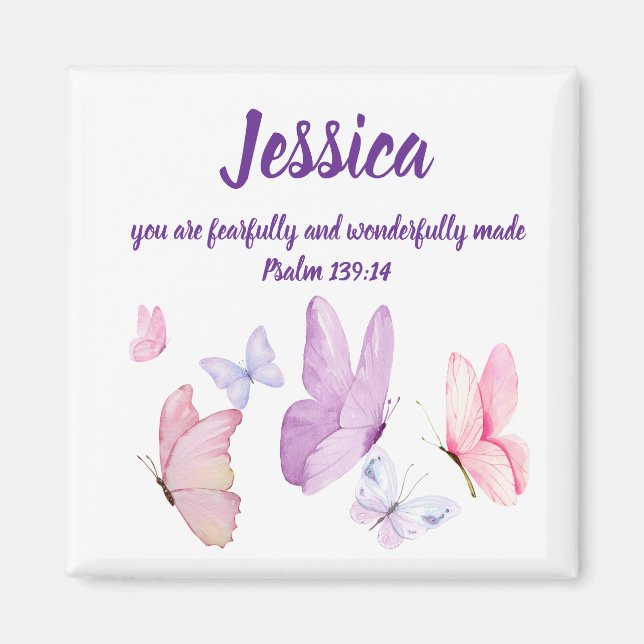 Imã Blissful Butterfly Psalm 139:14 Magnet (Frente)